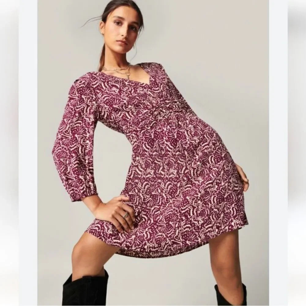 Ba&Sh Lia Printed Mini Dress in raisin - Picture 5 of 15